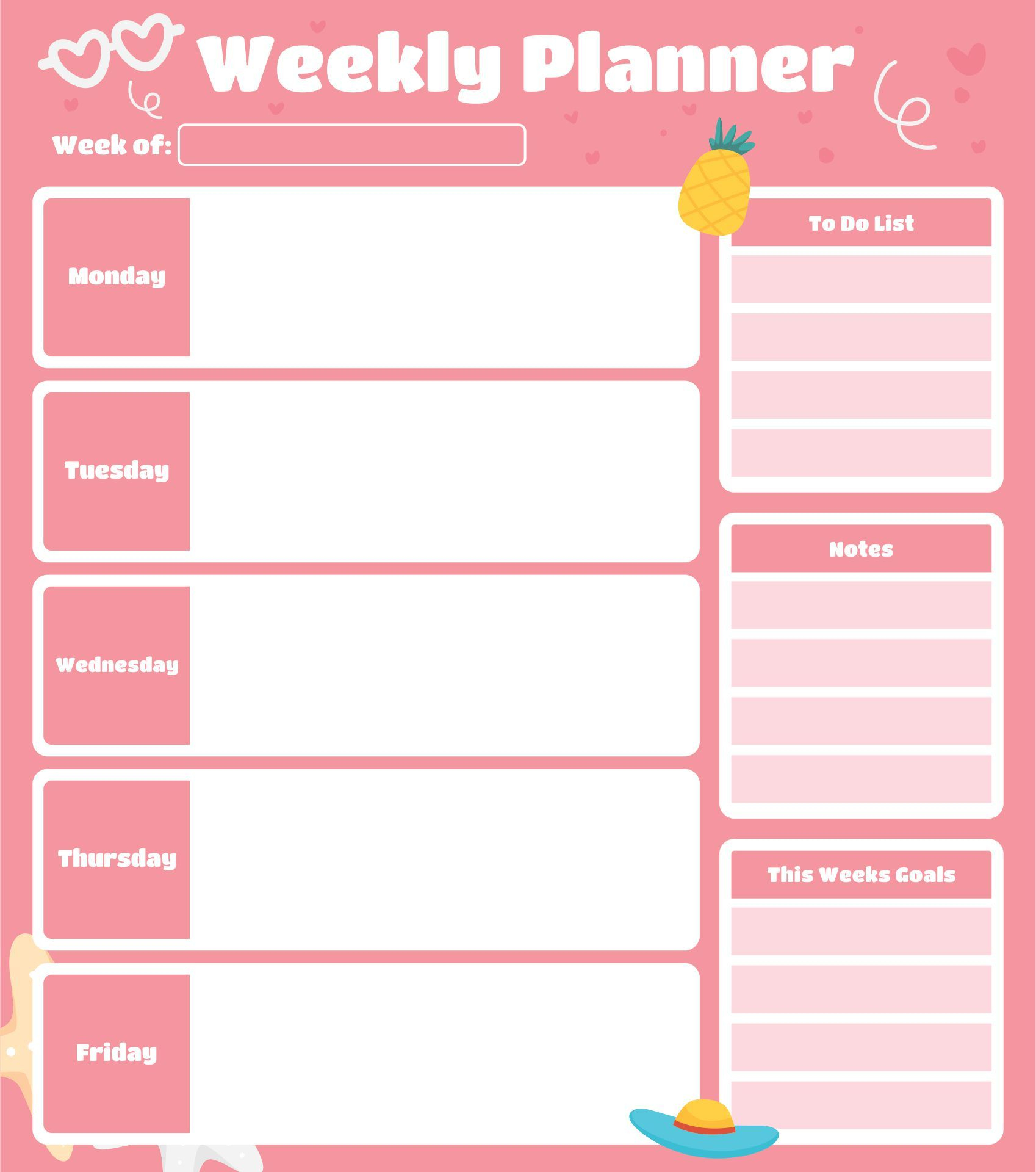 Monday Through Friday Planner - 11 Free Pdf Printables | Printablee