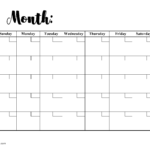 Monthly Calendar Blank Printable